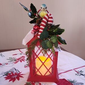 Adorable Christmas Lantern Battery Operated Upcycled Vintage Decor